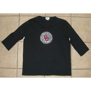 NITRO Black Plus Sz 1X Sparkly Rhinestones OKLAHOMA SOONERS Soft Stretchy Shirt